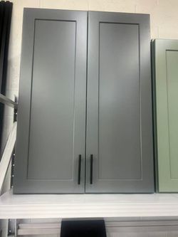 gray wall cabinet/kitchen cabinet
