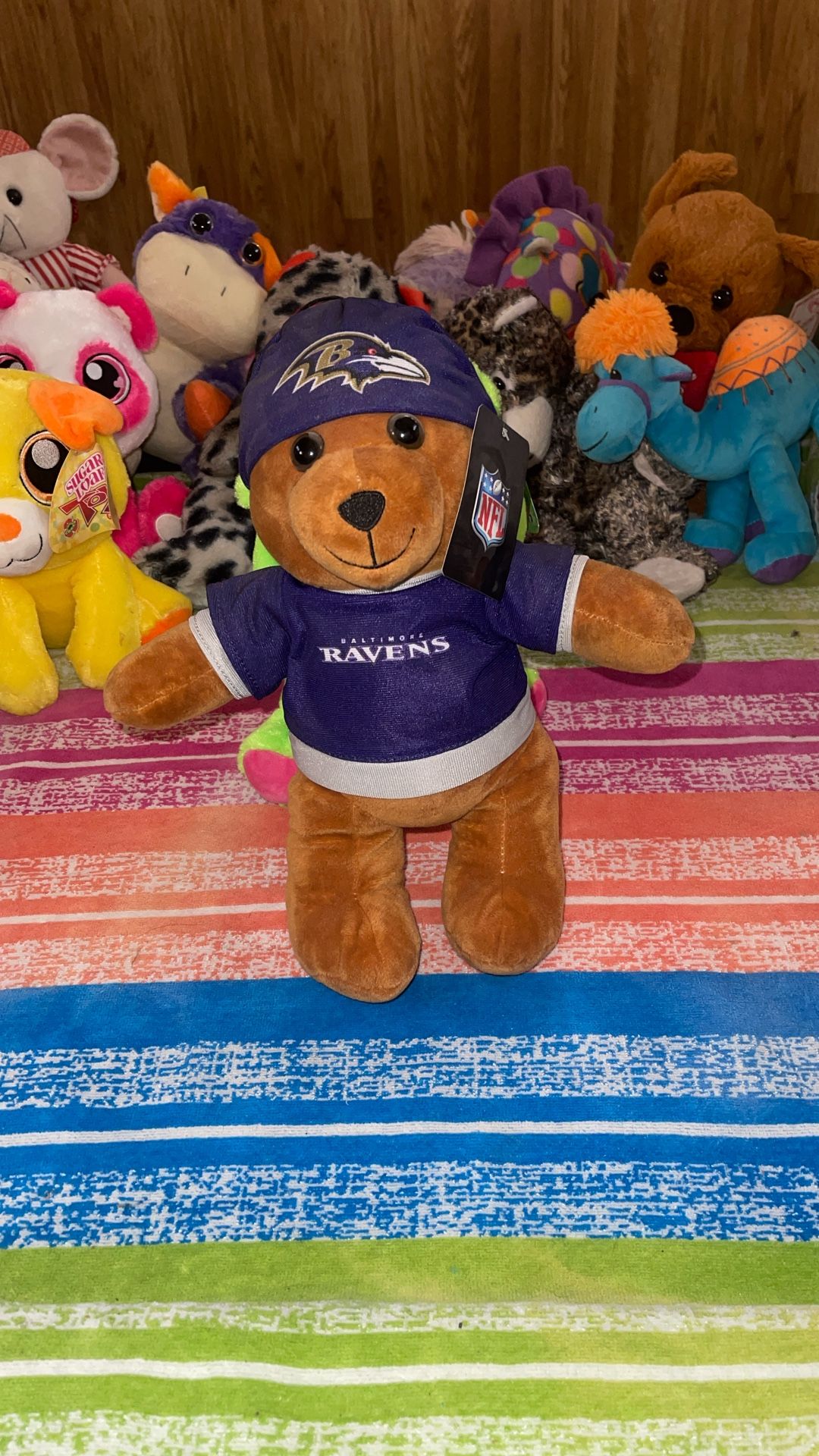 Baltimore Ravens Team Shirt Bear, an officially licensed NFL product 14”.