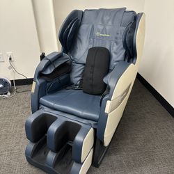 Real Relax S Track Massage Chair, Full Body Zero Gravity Shiatsu Recliner with Smart Voice Controller, Blue
