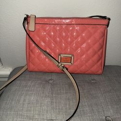 Guess Quilted Patent Leather Crossbody Bag – Coral