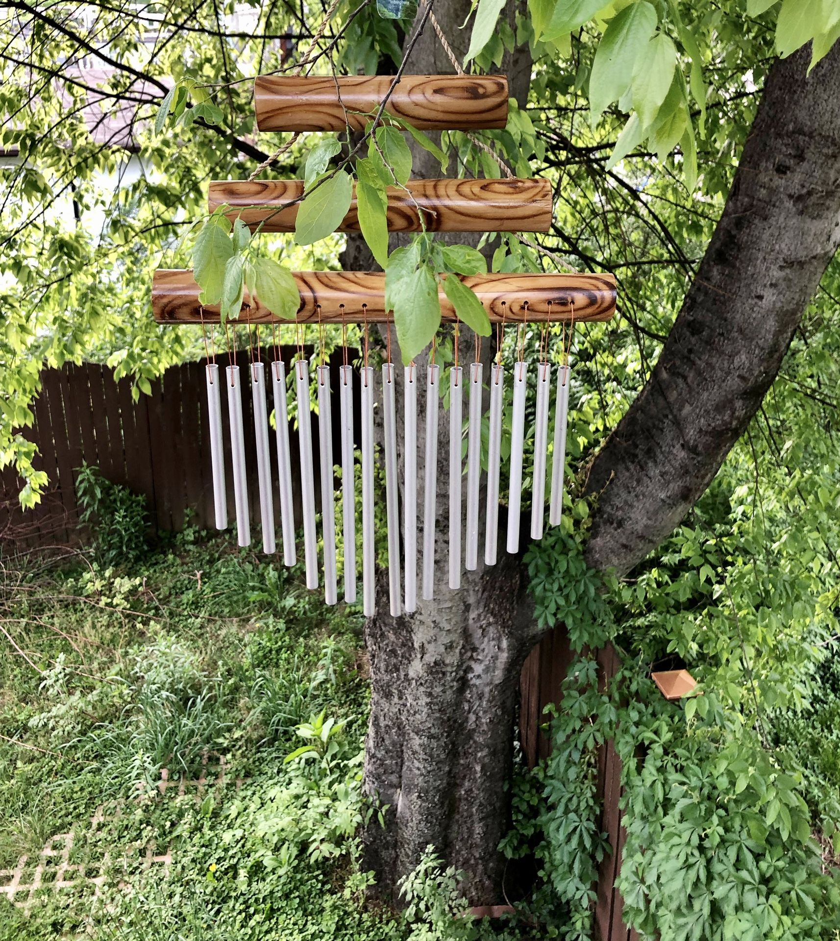 SOLD - Pyramid Tri-Base Bamboo w/ 17 Tubes Wind Chime