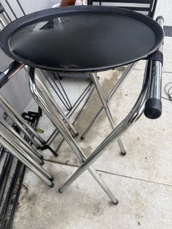 Round Folding Tray Table with Chrome Legs