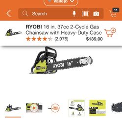 RYOBI 26 INCHES CHAINSAW GAS WITH HEAVY DUTY CASE BRAND NEW 