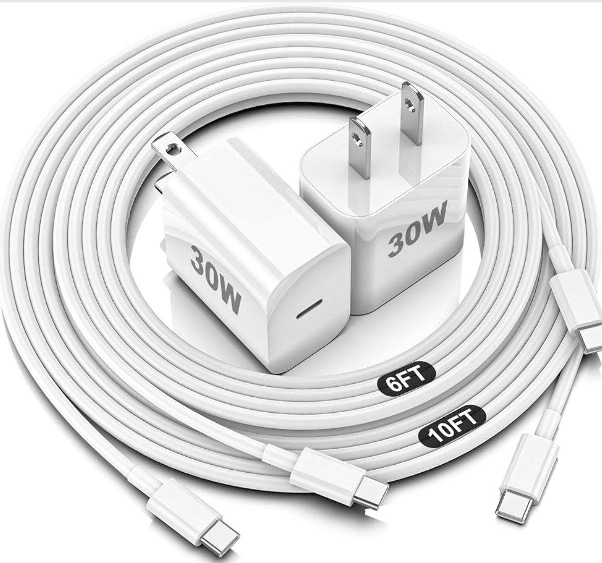 iPhone 16 15 Charger Fast Charging,30W USBC Charger Block with 6&10FT Long USB C Charging Cable Cord Compatible with iPhone 16/16 Pro Max/16E/15/15 Pr