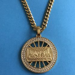 Sparkling Pendant on Cuban Chain - Gold Bonded On Stainless Steel *Pickup Boca Raton