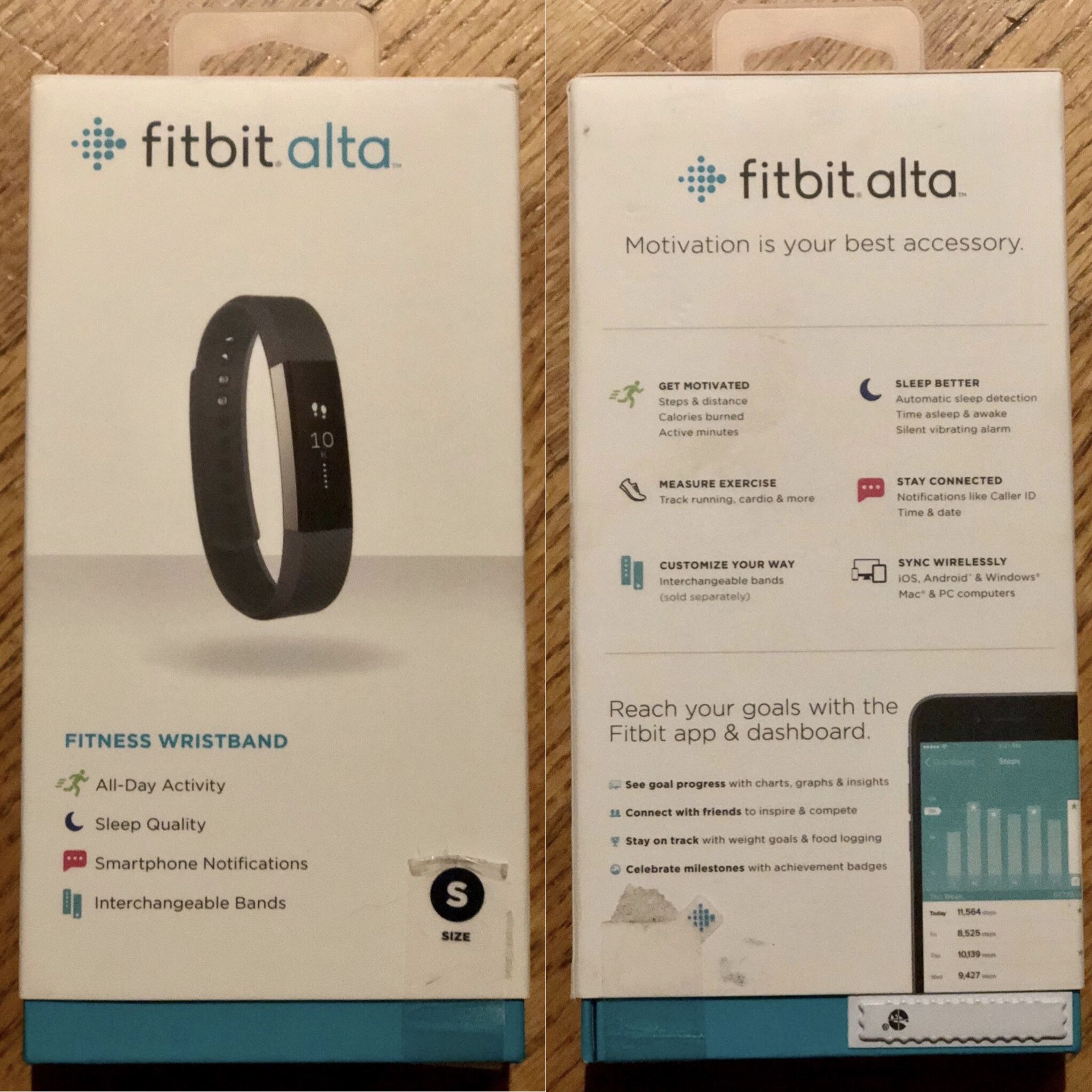 Fitbit Alta Fitness Tracker, Black, Small (5.5 - 6.7 Inch) Brand New Sealed