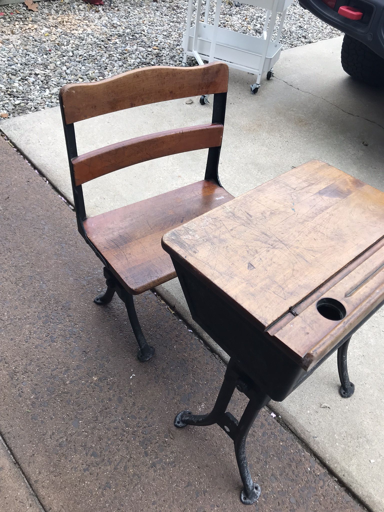 Mid-19Th Century Children’s School Desk With Chair