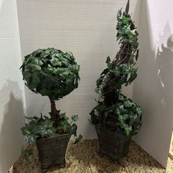 Pair Of Faux Topiary Home Decor