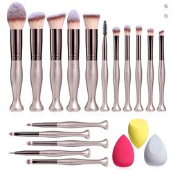 16-Piece Makeup Brush Set with 3 Sponges