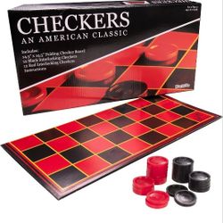 Brand New Multiplayers Strategy Checker Board Game for Kids & Adults - Portable Educational Travel Cardboard Checkers - Includes Large Board w/ 24 Che
