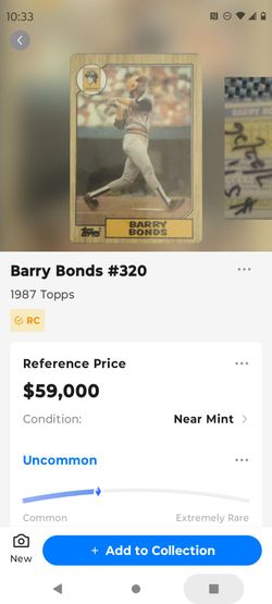 Barry Bonds Rookie error card