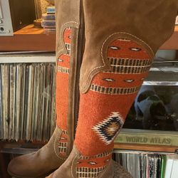 Born Lucero Over the Knee Leather /Woven Boot in Aztec Print 