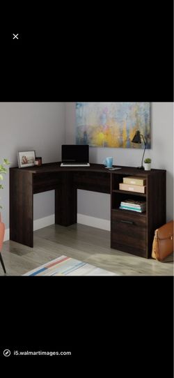 Sauder Beginnings Corner Computer Desk with Drawer & Shelves, Cinnamon Cherry Finish