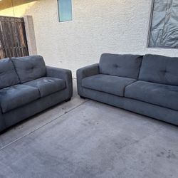 Gray Ashleys Furniture Couch and Loveseat (WILL DELIVER)