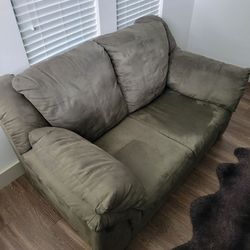 Green Suede Loveseat small couch - Good condition