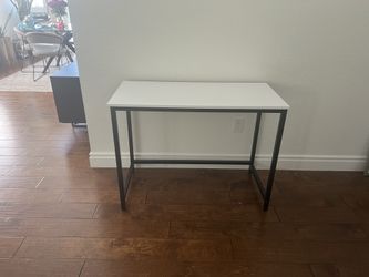 White Desk With Black Metal Legs 