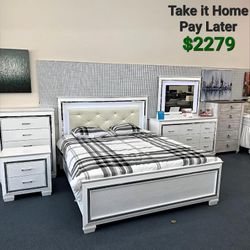 ALLURA WHITE LED PANEL BEDROOM SET