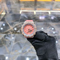 💎 VVS Clarity Moissanite Iced-Out Rose Gold Cross G-Shock Watch | Custom Luxury Timepiece