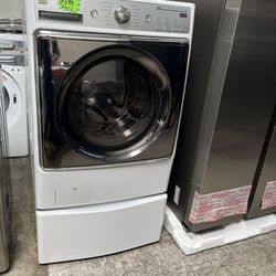KENMORE FRONT LOAD WASHER WITH PEDESTAL 5.2 Cu FEET