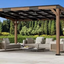 Ultra Series Cedar Wood Gazebo 12 ft. x 16 ft. with Hardtop Steel Roof, Grill Gazebo with Durable and Rot-