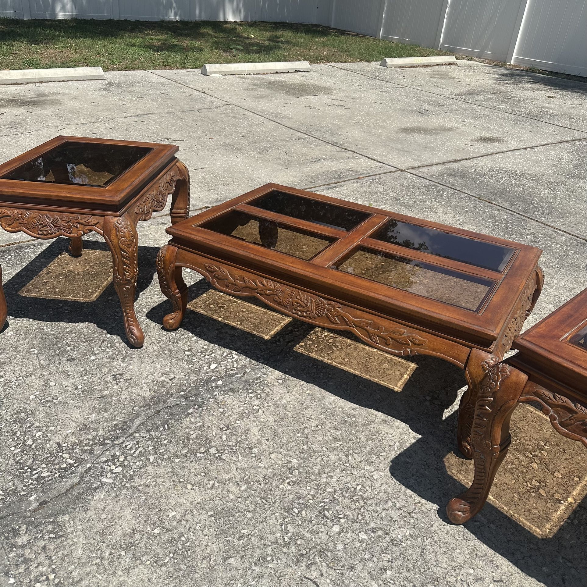Vintage Solid Wood French Style Living Room Table Set