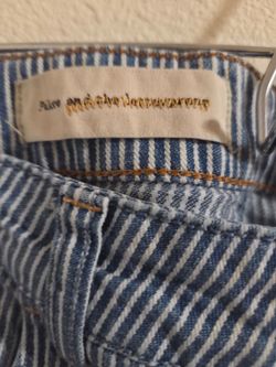 Striped jeans with stretch blue and white
