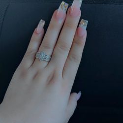 14K Halo Wedding Ring 
