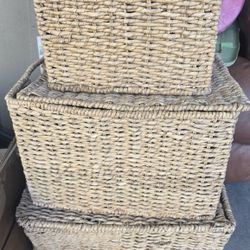 Stackable Wicker Box Set From Target Paid $89.99 Asking $35.00