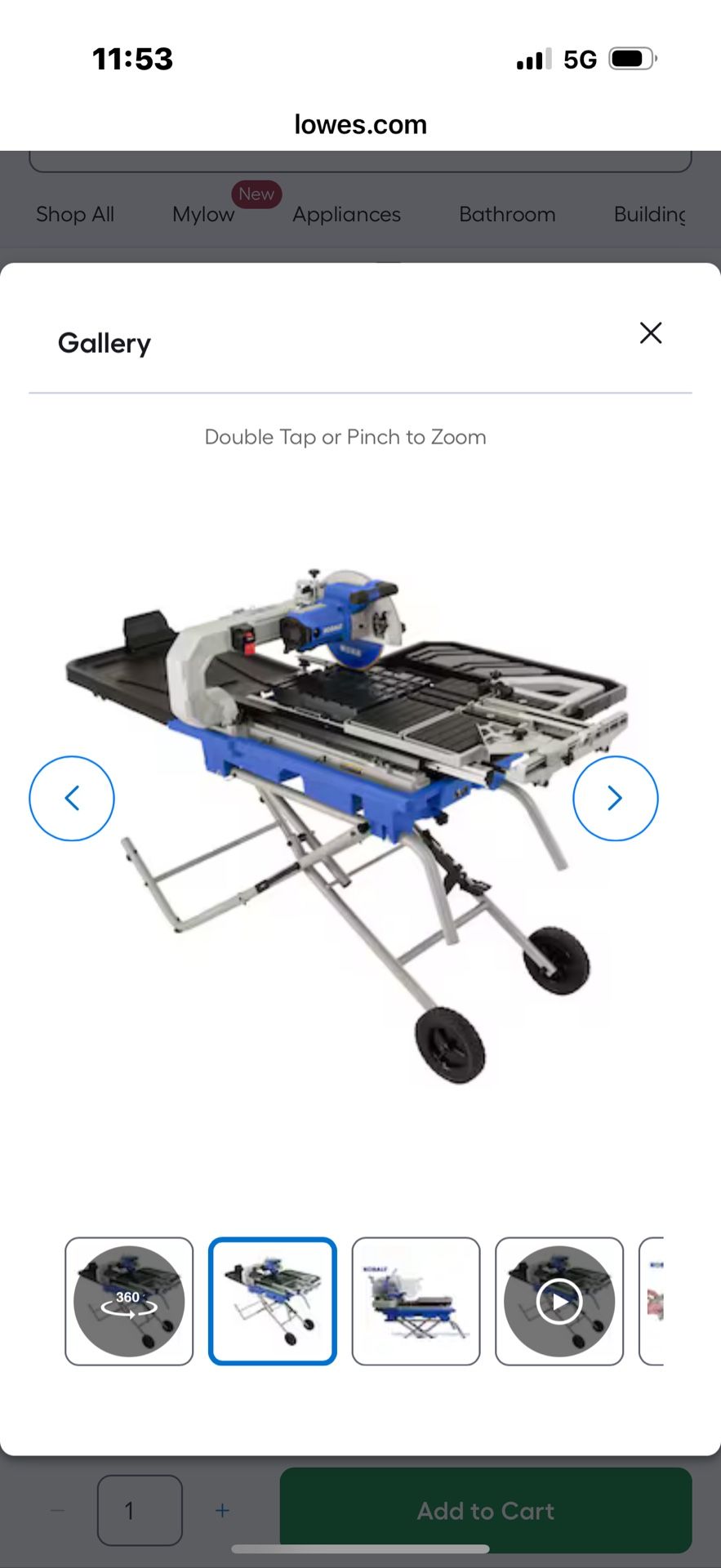 Kobalt 15.0 -Amp 10-in -Blade Sliding Table Tile Saw with Stand