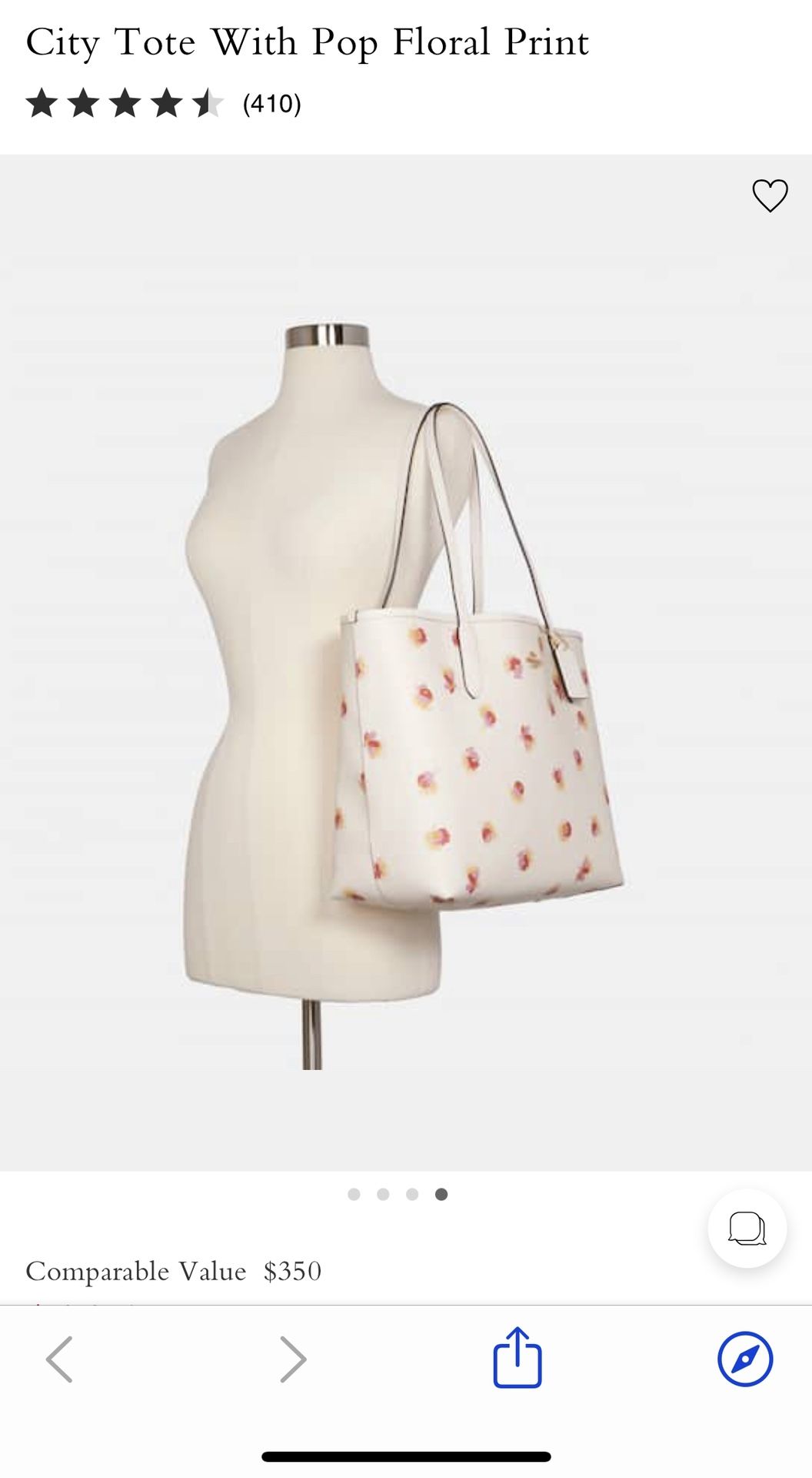 Coach City Tote With Pop Floral Brand New With Tags