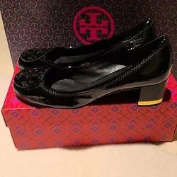 Tory Burch Designer Block Heel Patent Leather Size 9