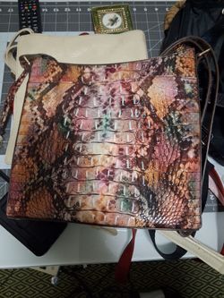 BRAHMIN Remy Pecan Melbourne Crossbody Handbag/Purse CrocEmbossed