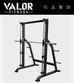 VALOR FITNESS SMITH MACHINE WITH BUILT-IN PLATE STORAGE