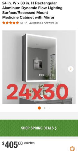 24 in. W x 30 in. H Rectangular Aluminum Dynamic Flow Lighting Surface/Recessed Mount Medicine Cabinet with Mirror