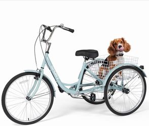 Adult Tricycle 7 Speed Trikes 3 Wheel 26 Inch 3 Wheel Bikes for Adults, Trike for Women Men, with Front & Rear Removable Wheeled Baskets - Seniors & C
