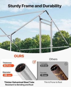 (H-2-29)VEVOR Large Metal Chicken Coop, 9.8x13.1x6.5 ft Large Walk in Chicken Runs for Yard with Cover, Hen House Enclosure with Security Lock, Outdoo