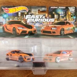 Hot Wheels Premium Car Culture Fast and Furious 2 Pack 2021 Toyota GR Supra / Toyota Supra Orange