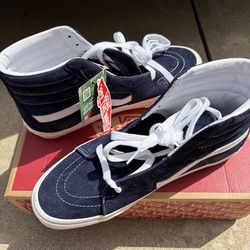 Vans Sk8 Hi Pig Suede Navy White Stripe Wave Mens 10.5 New In Box