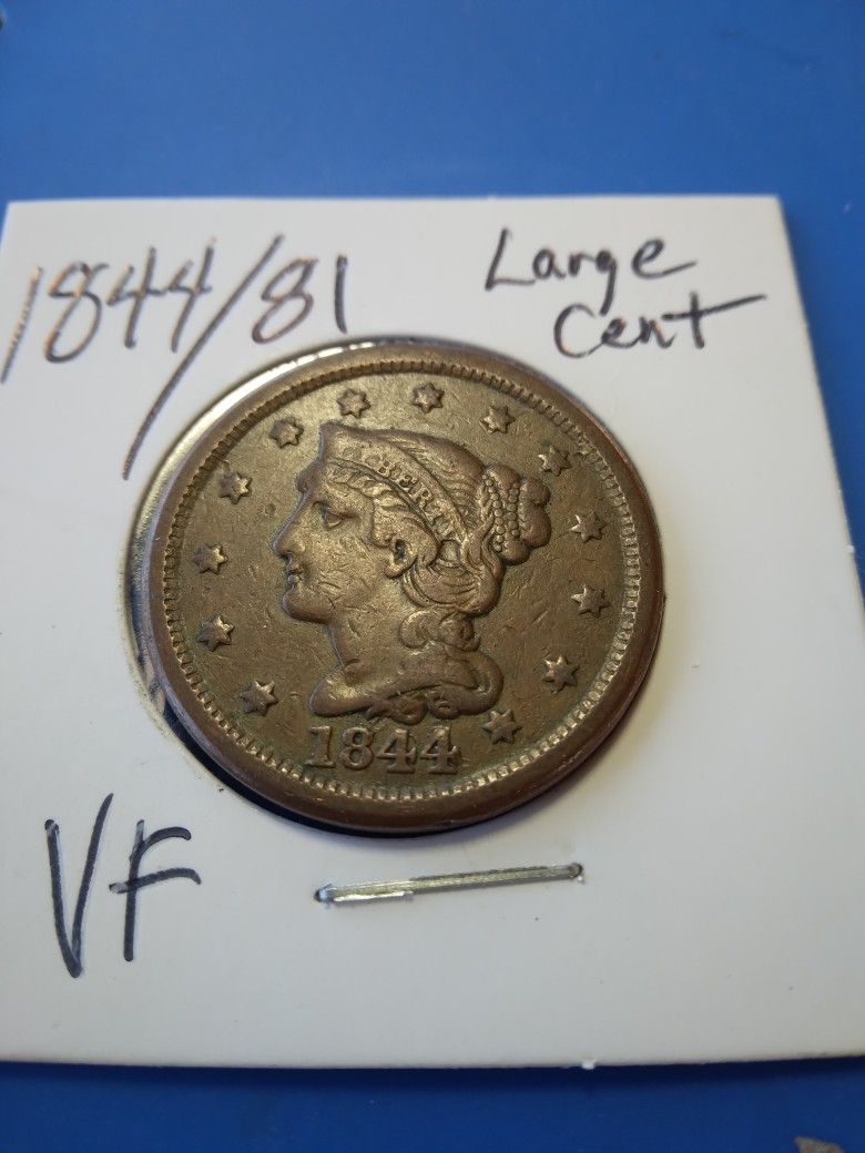 1844/81 N2 BRAIDED HAIR LARGE CENT VF