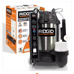 11:12 ••ll 5Gw RIDGID 1 hp. Stainless Steel Smart Dual Suction Submersible Sump Pump