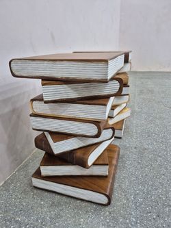 Solid Wood Stackable Books Side Table 17.7”H, One of a Kind , New in Box ( price is for 1 )