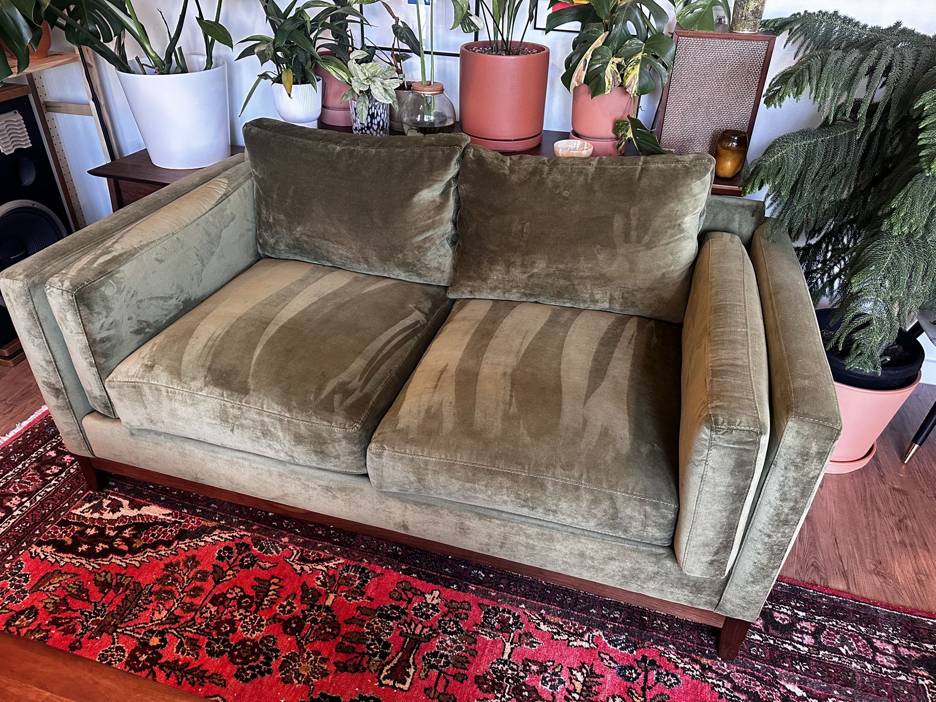 Green Velvet Condo Couch, Like New