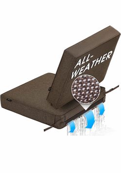 SUNROX All-Weather Patio Deep Seat Cushion Set of 2 Heather Chestnut 23x26x4" NWT