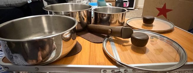 Stainless Steel Pot Set with Glass Lids