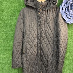 Lauren By Ralph Lauren Black Hooded Coat Size Large