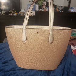 Gold Glittery Kate Spade Purse & Matching Wallet