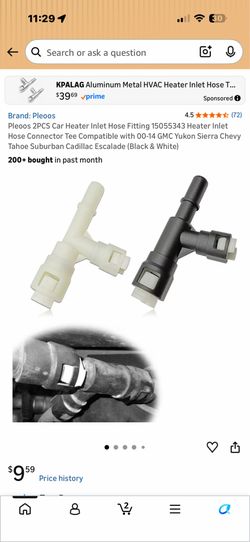 2 pcs car heater inlet hose fitting GMC