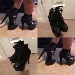 Black lace up heels