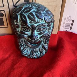7.25 Inch Handmade Hand Painted Ceramic Greek Figure Wall Decorative Mask Imported From Greece 