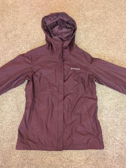 Columbia Omni-Tech Womens Medium Burgundy Full Zip Waterproof Windbreaker Jacket